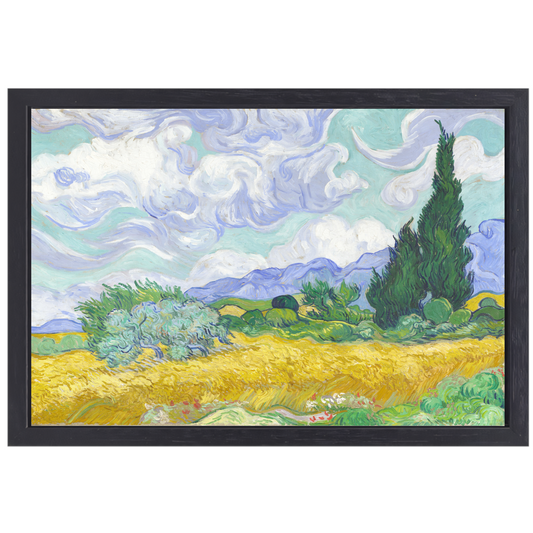 Tarweveld met cipressen - Vincent van Gogh canvas met baklijst