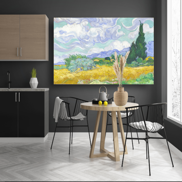 Tarweveld met cipressen - Vincent van Gogh canvas met baklijst