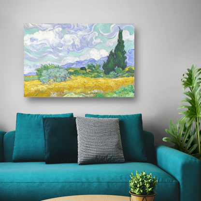 Tarweveld met cipressen - Vincent van Gogh canvas met baklijst