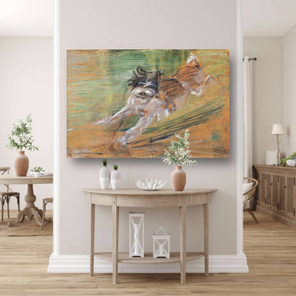 Springende Hond - Franz Marc canvas met baklijst