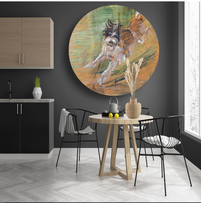 Springende Hond - Franz Marc aluminium muurcirkel