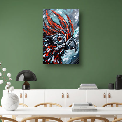 Abstract schilderij van kleurrijke papegaai poster