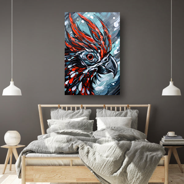 Abstract schilderij van kleurrijke papegaai poster