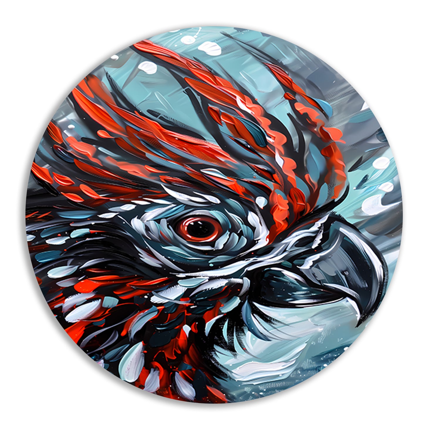 Abstract schilderij van kleurrijke papegaai forex muurcirkel