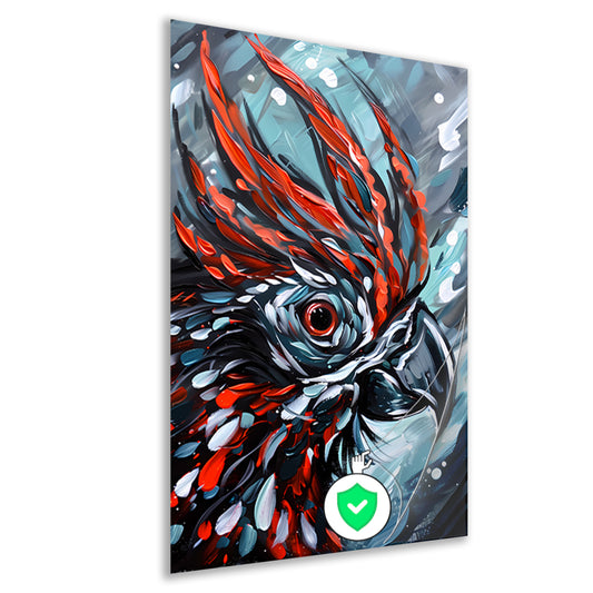 Abstract schilderij van kleurrijke papegaai poster