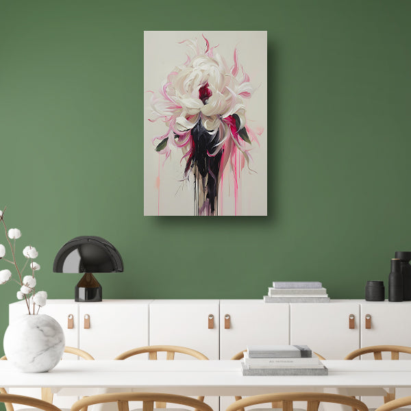 Abstracte Bloem met Druipende Verf in Moderne Stijl canvas