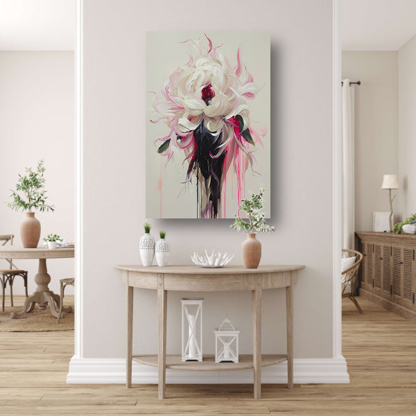 Abstracte Bloem met Druipende Verf in Moderne Stijl canvas