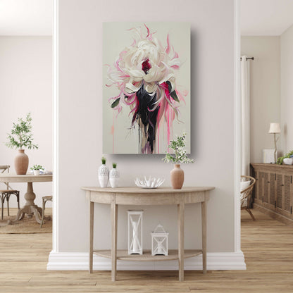 Abstracte Bloem met Druipende Verf in Moderne Stijl canvas