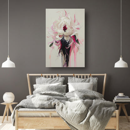 Abstracte Bloem met Druipende Verf in Moderne Stijl canvas
