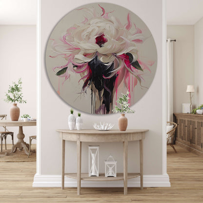 Abstracte Bloem met Druipende Verf in Moderne Stijl forex muurcirkel