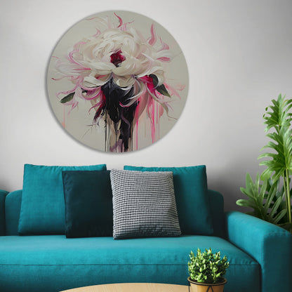 Abstracte Bloem met Druipende Verf in Moderne Stijl forex muurcirkel