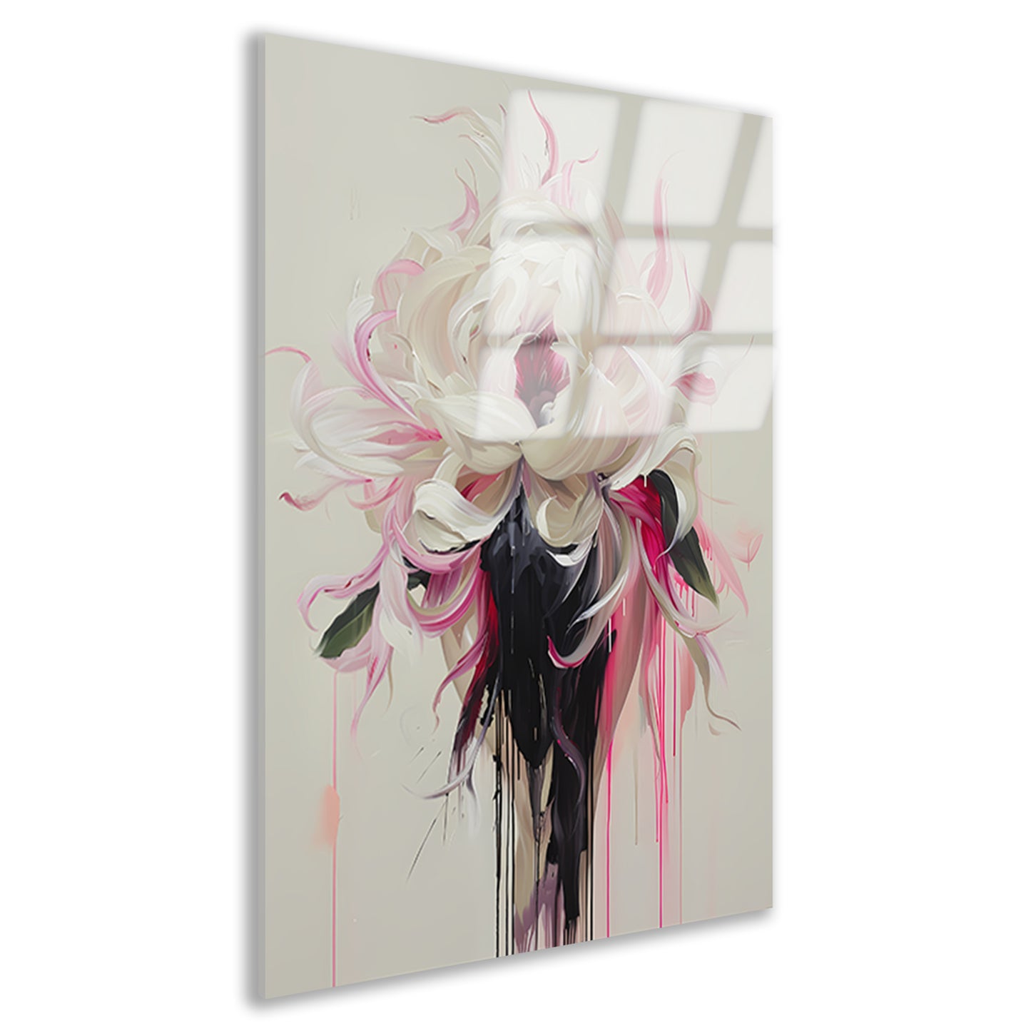 Abstracte Bloem met Druipende Verf in Moderne Stijl acrylglas