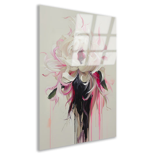 Abstracte Bloem met Druipende Verf in Moderne Stijl acrylglas