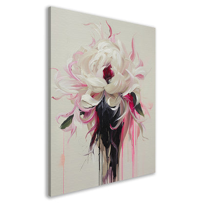 Abstracte Bloem met Druipende Verf in Moderne Stijl canvas