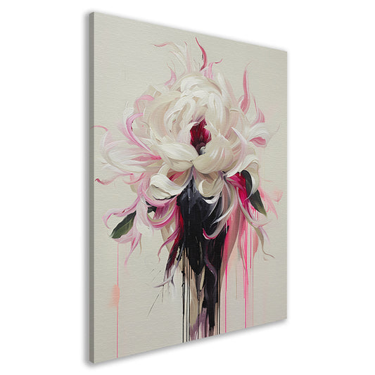 Abstracte Bloem met Druipende Verf in Moderne Stijl canvas
