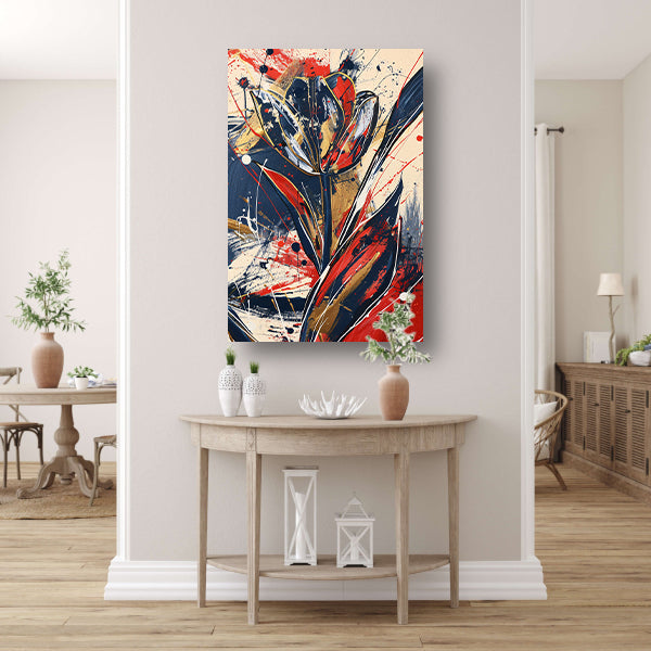 Abstracte tulpen kunst met dynamische kleuren poster