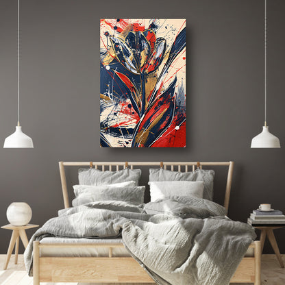 Abstracte tulpen kunst met dynamische kleuren poster