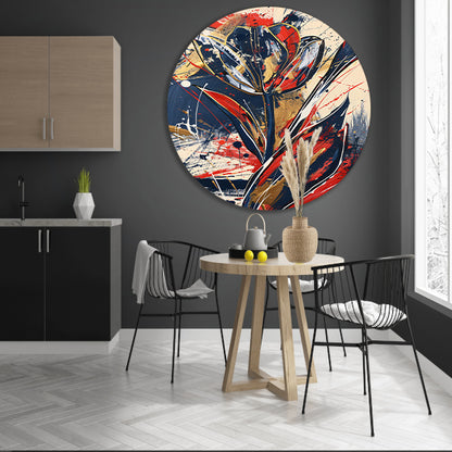 Abstracte tulpen kunst met dynamische kleuren aluminium muurcirkel
