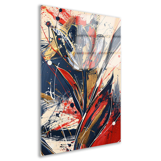 Abstracte tulpen kunst met dynamische kleuren acrylglas