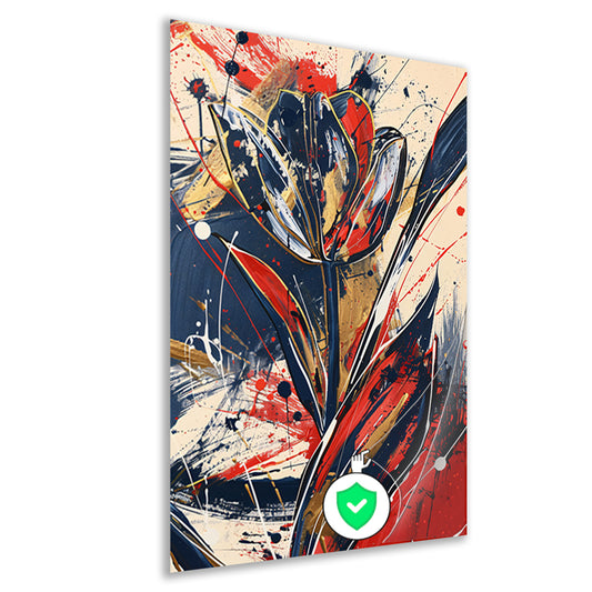 Abstracte tulpen kunst met dynamische kleuren poster