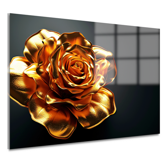 Gouden roos op zwart fluwelen achtergrond acrylglas