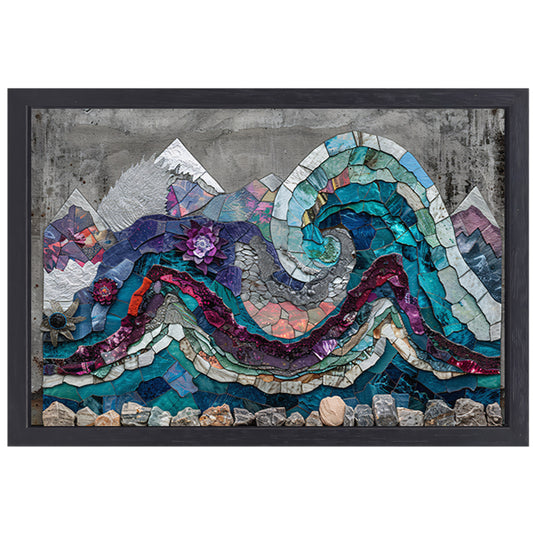 Abstract Vlekken Compositie canvas met baklijst