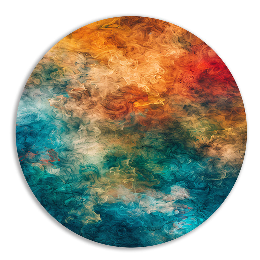 Abstract Explosie van Kleuren en Emoties aluminium muurcirkel