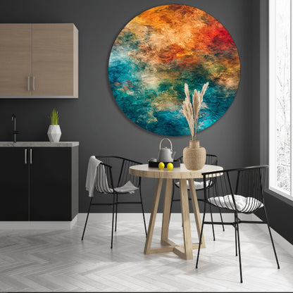 Abstract Explosie van Kleuren en Emoties aluminium muurcirkel