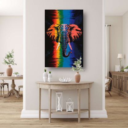 Kleurrijk olifant kunstwerk met regenboogkleuren acrylglas