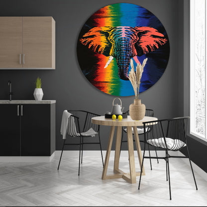 Kleurrijk olifant kunstwerk met regenboogkleuren forex muurcirkel