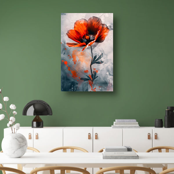 Schilderachtige digitale kunst van oranje bloem canvas met baklijst