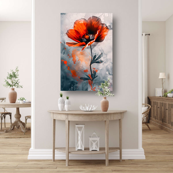 Schilderachtige digitale kunst van oranje bloem canvas met baklijst