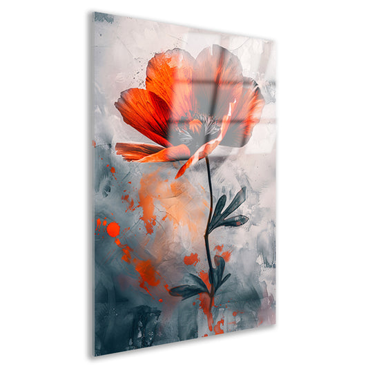 Schilderachtige digitale kunst van oranje bloem acrylglas