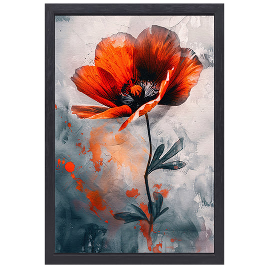 Schilderachtige digitale kunst van oranje bloem canvas met baklijst