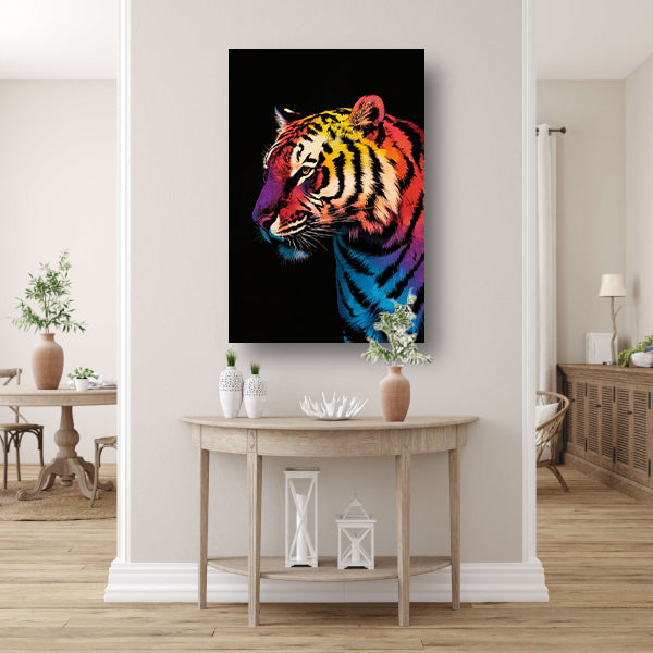 Kleurrijke surrealistische tijger met abstracte details acrylglas