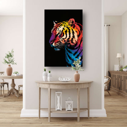 Kleurrijke surrealistische tijger met abstracte details acrylglas