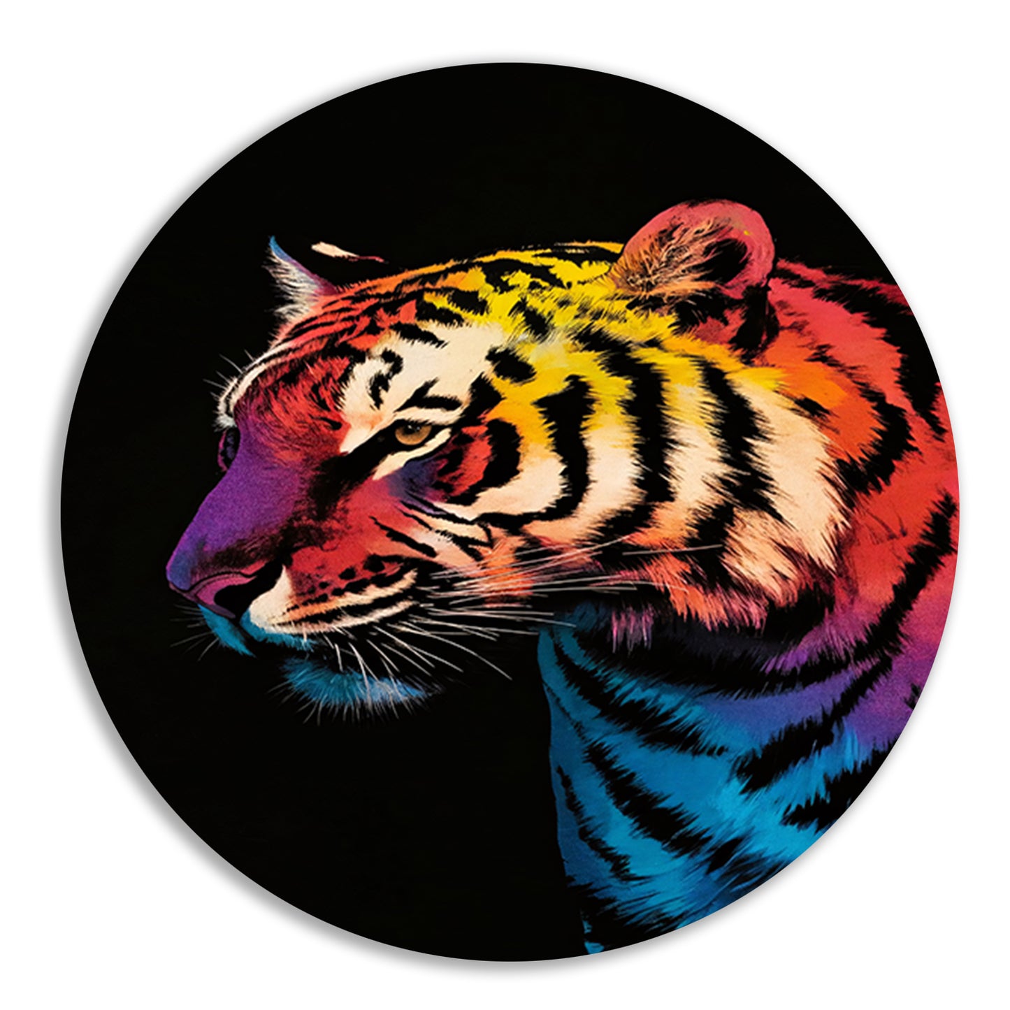 Kleurrijke surrealistische tijger met abstracte details forex muurcirkel