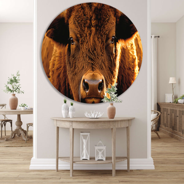 Close-up portret van een majestueuze bison forex muurcirkel