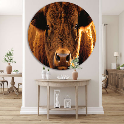 Close-up portret van een majestueuze bison forex muurcirkel