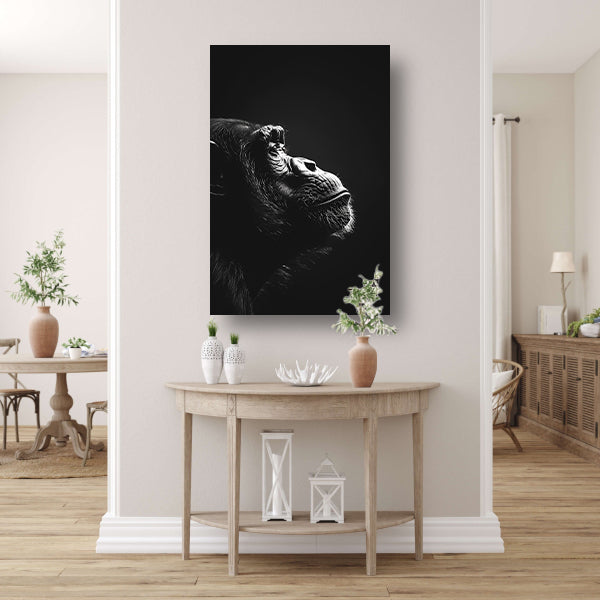 Reflectie van een Aap in Zwart en Wit canvas