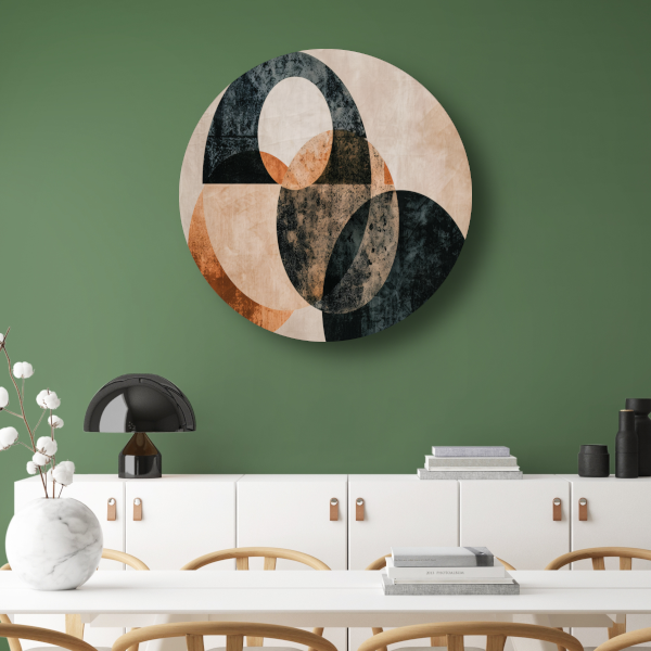 Monochroom minimalistisch abstract ontwerp aluminium muurcirkel