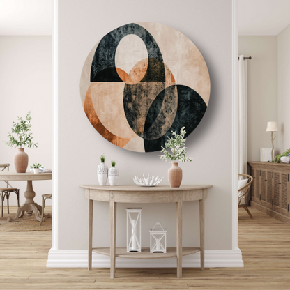 Monochroom minimalistisch abstract ontwerp aluminium muurcirkel