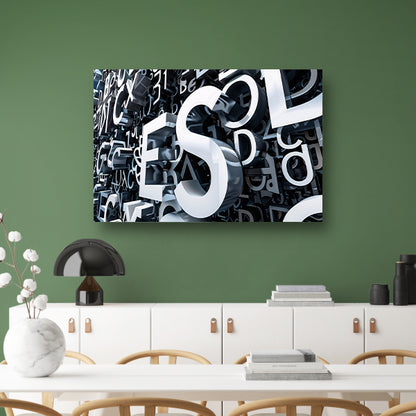 Driedimensionale Typografie met Schaduwspel canvas