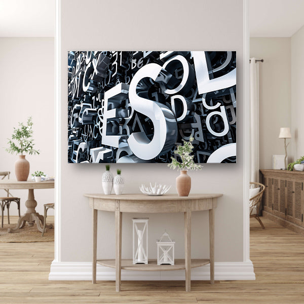 Driedimensionale Typografie met Schaduwspel canvas