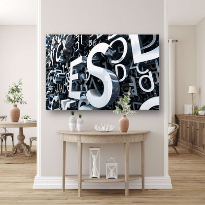 Driedimensionale Typografie met Schaduwspel canvas