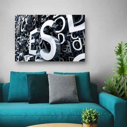 Driedimensionale Typografie met Schaduwspel canvas