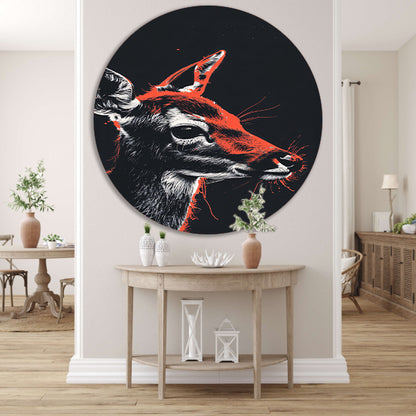 Portret van een Rode Ree forex muurcirkel