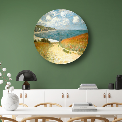 Pad in de tarwe bij Pourville - Claude Monet aluminium muurcirkel
