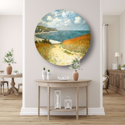 Pad in de tarwe bij Pourville - Claude Monet aluminium muurcirkel