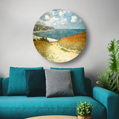 Pad in de tarwe bij Pourville - Claude Monet aluminium muurcirkel